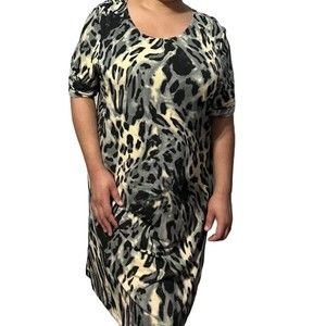 Effortless Style By Citi Knits Leopard Animal Print Cheetah Spot Dress XL